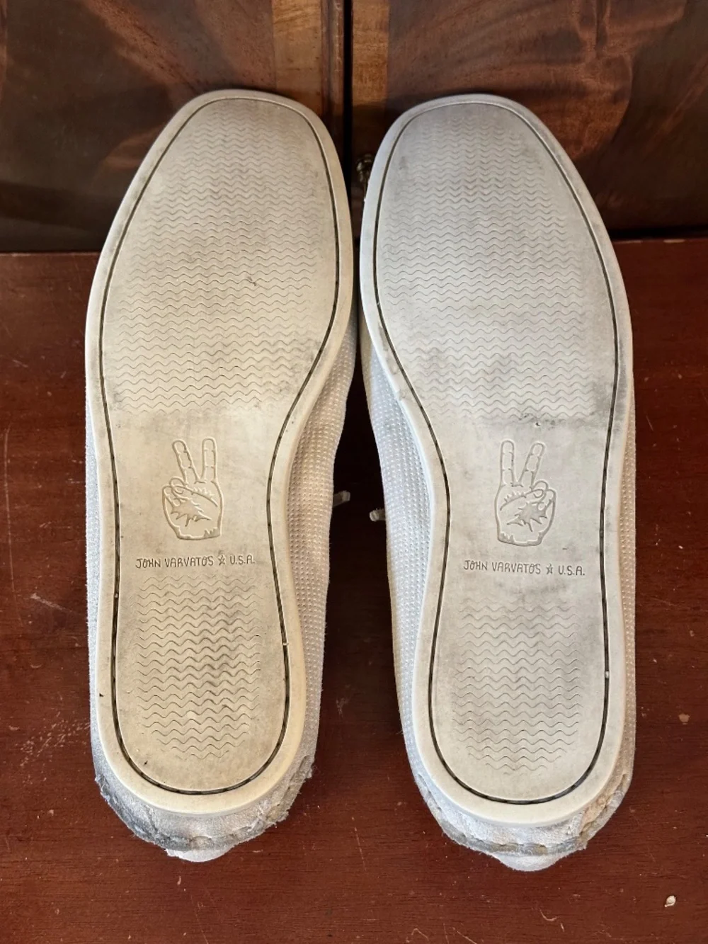 John Varvatos Cream Suede Boat Shoes